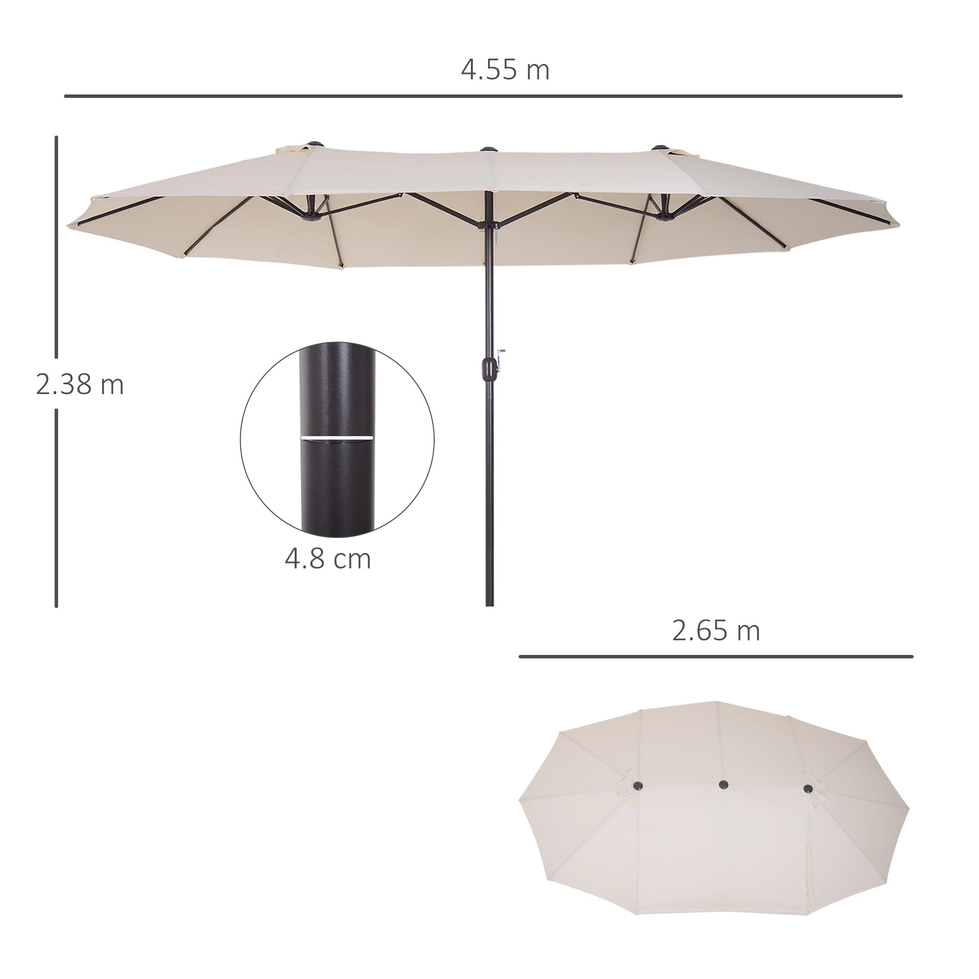 Outsunny 4.6m Double Garden Parasol - Beige