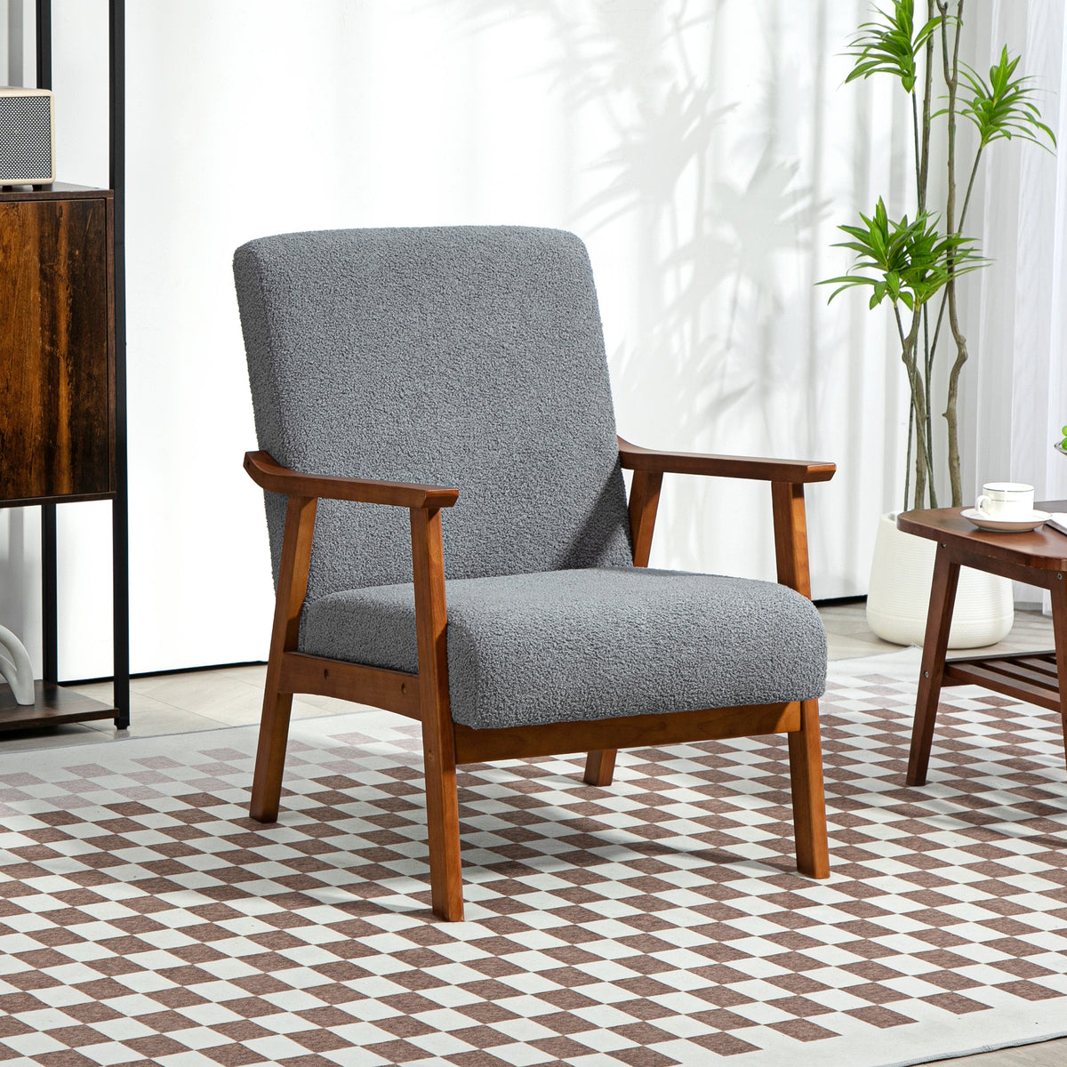 HOMCOM Armchair with Wide Seat in Grey, image 2