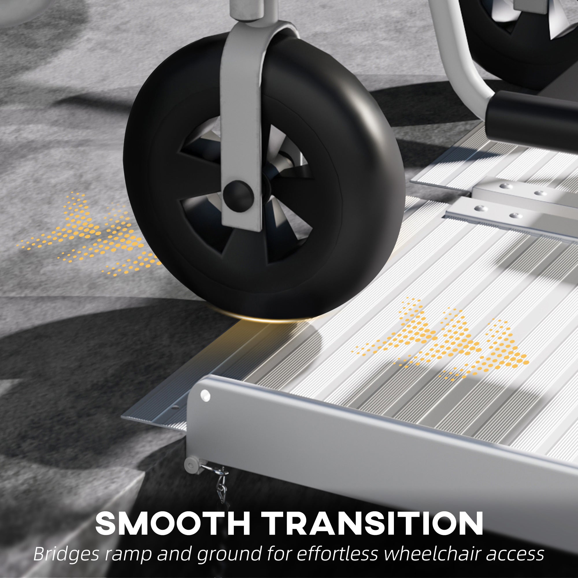 HOMCOM Textured Aluminum Folding Wheelchair Ramp, 183 x 72 cm Portable Threshold Ramp, for Scooter Steps Home Stairs Doorways