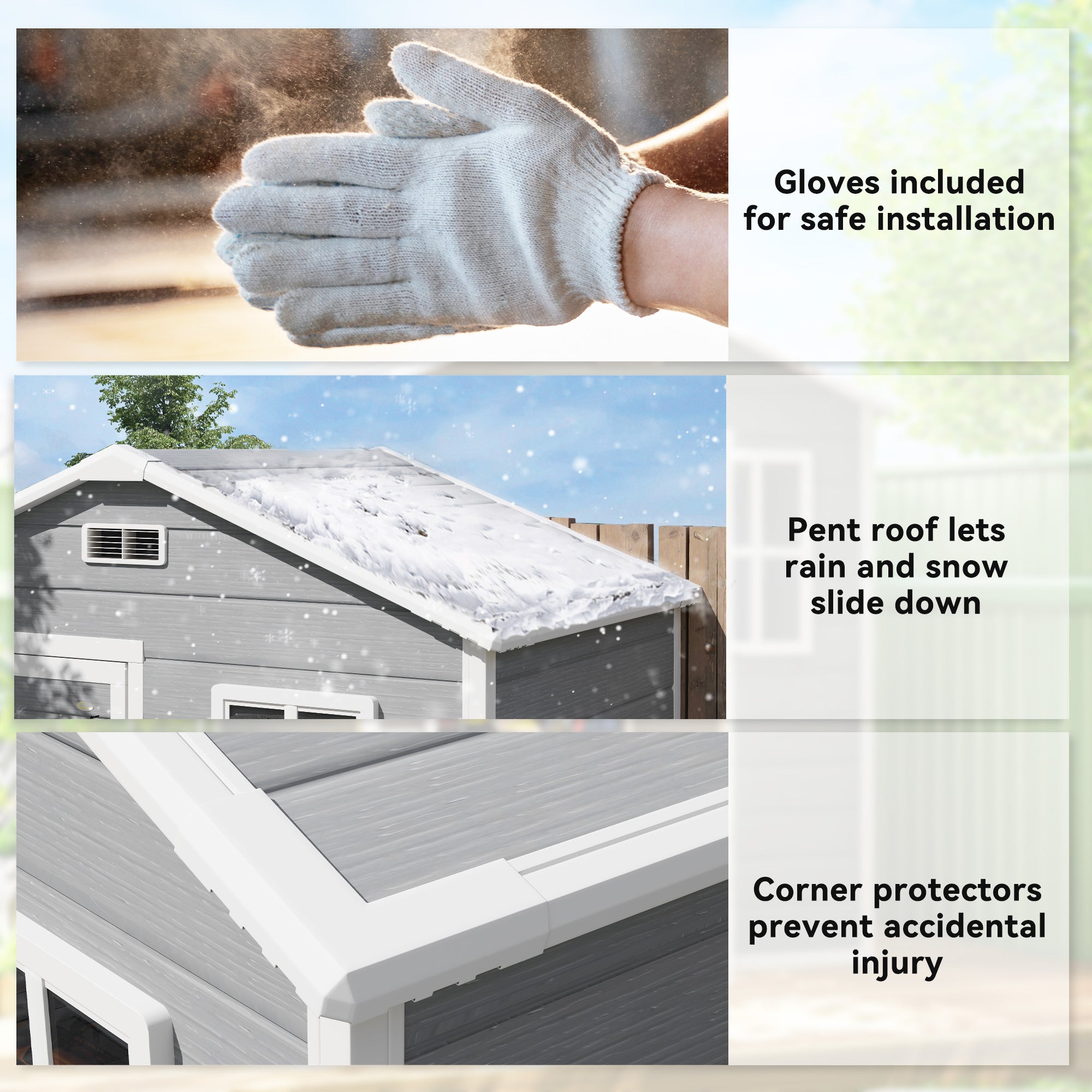 Outsunny 6 x 4ft Garden Shed, Plastic Shed with Floor, Window, Lockable Door and Vents, Wood Effect Resin Tool Shed for Outdoor, Grey