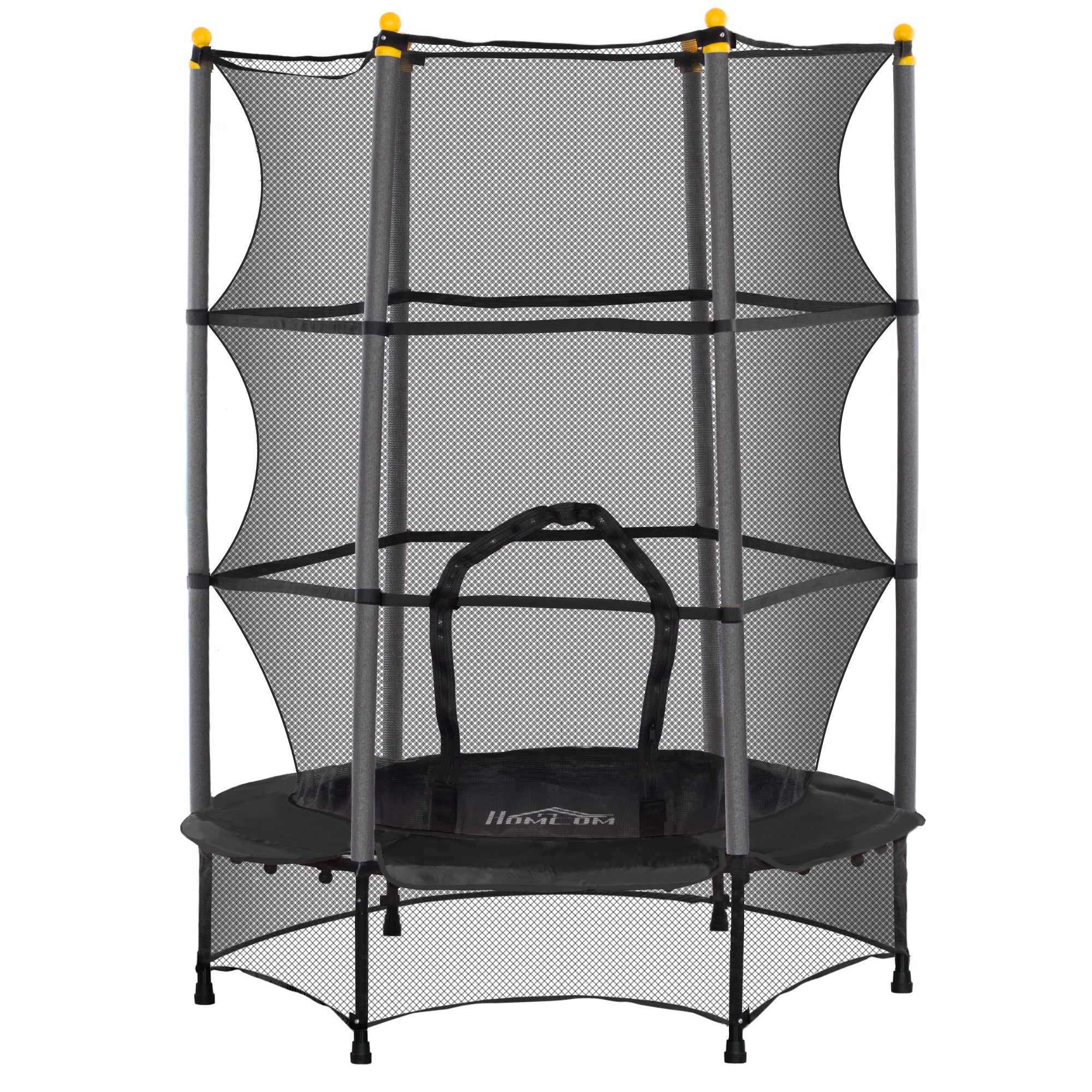HOMCOM 4.6FT/55" Kids Trampoline with Safety Enclosure, Outdoor Indoor Use, for Ages 3-10 Years, Black