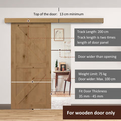 HOMCOM 6.5FT/2000mm Modern Sliding Barn Door Closet Hardware Track Kit