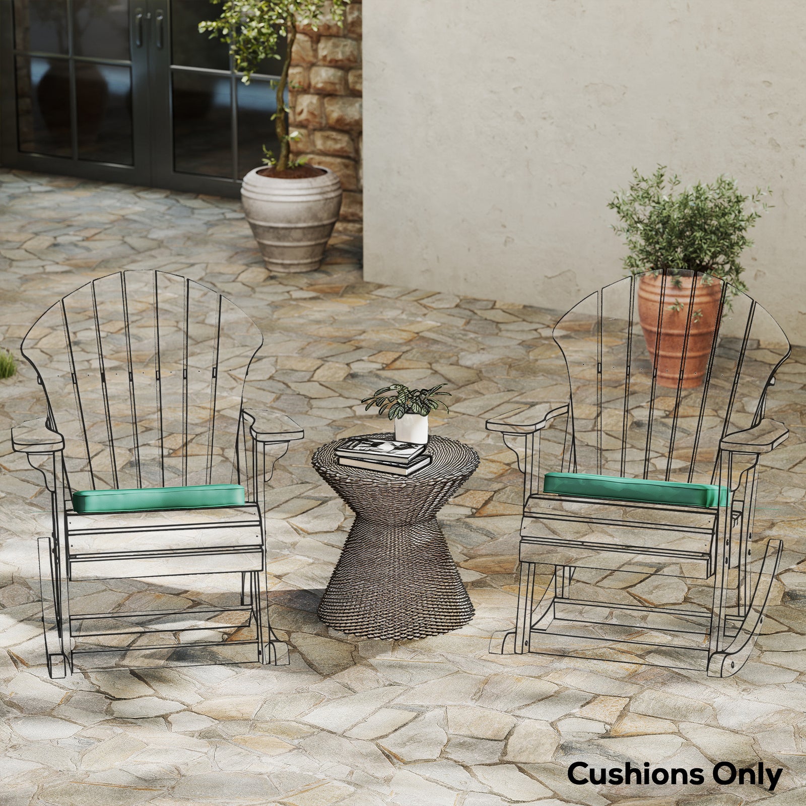 Outsunny Set of 6 Chair Cushion Seat Pads Dining Chair w/ Straps, Indoor Outdoor Removable Tie On Garden Patio, Green