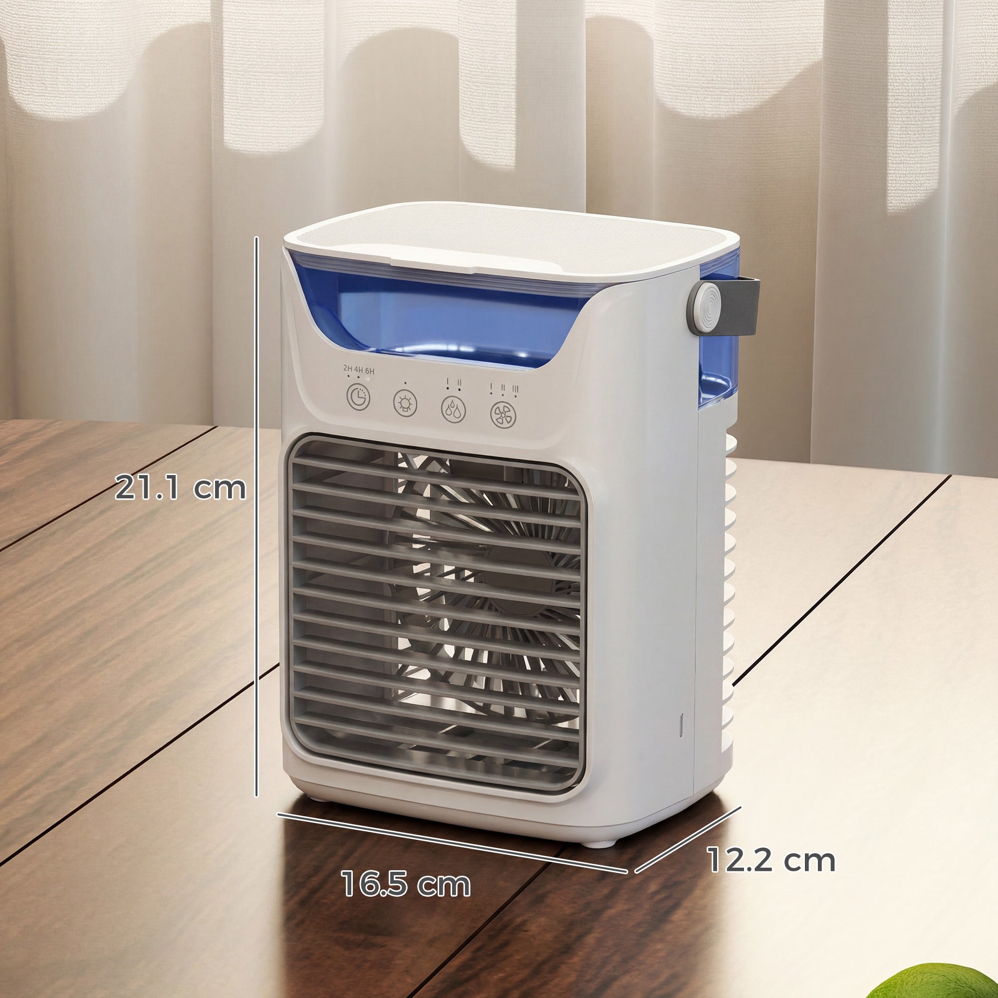 HOMCOM Air Cooler with Adjustable Head, Portable Air Conditioner with 3 Wind Speed, 2 Cool Mist, RGB Light, Grey