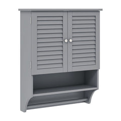 Bathroom Wall Cabinet with 2 Doors and 3-Position Adjustable Shelf-Grey, front view