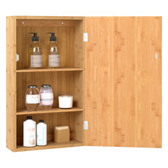 The wall cabinet with an open door displaying three empty shelves ready for storage
