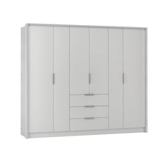 Bangkok Hinged Door Wardrobe 255cm in White, image 4