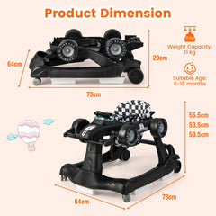 Product dimensions diagram for the black baby walker
