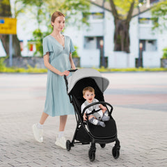 Lightweight Baby Stroller with Detachable Seat Cover in Grey