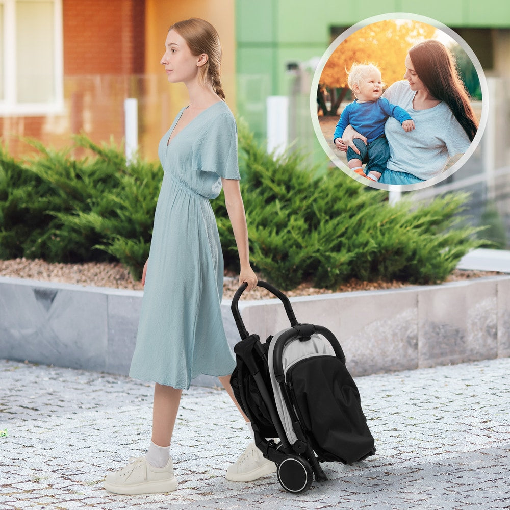 Lightweight Baby Stroller with Detachable Seat Cover in Grey