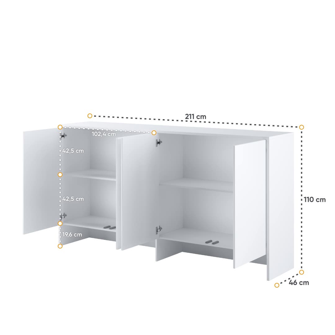 BC-06 Horizontal Wall Bed Concept 90cm With Storage Cabinet