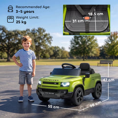 AIYAPLAY Land Rover Licensed 12V Kids Ride on Car with Remote, Suspension, Slow Start, 3 Speeds, Lights, Music, Horn, Green