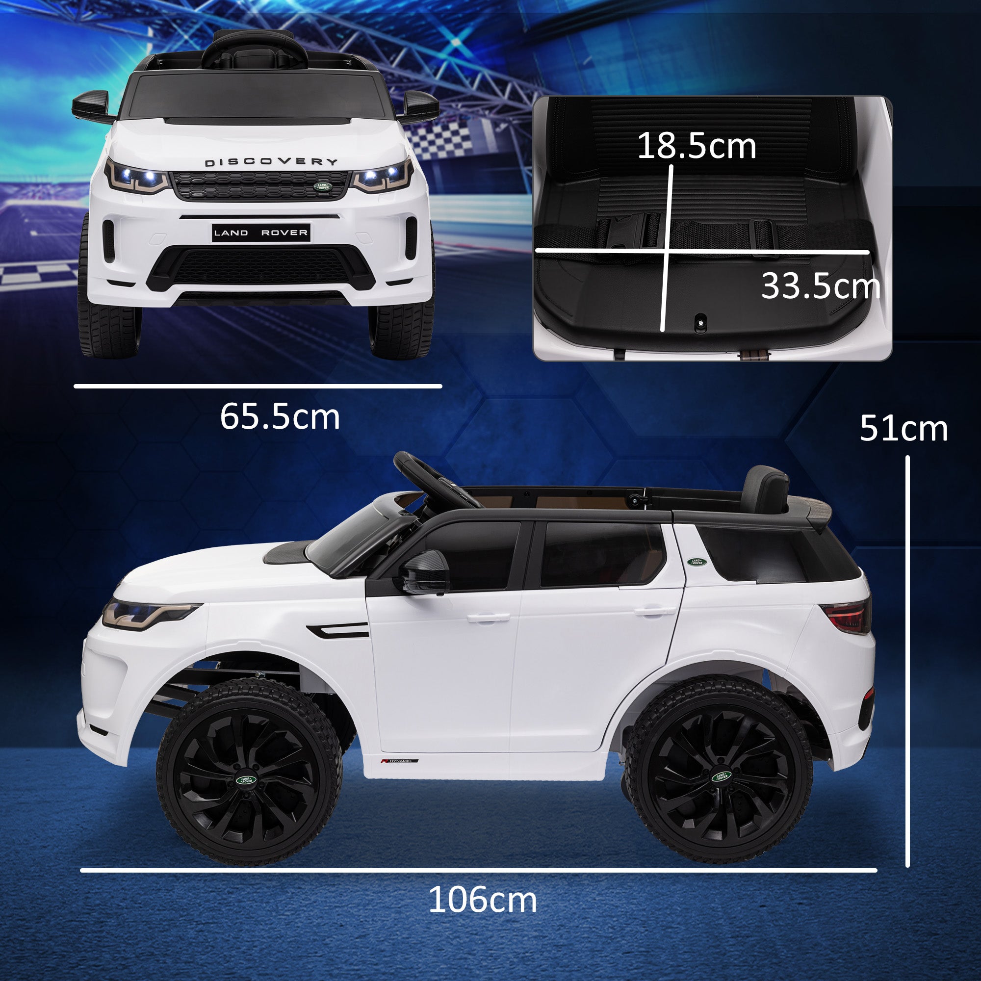 AIYAPLAY Licensed Land Rover Discovery Sport, 12V Kids Ride on Car w/ Remote Control, Lights, Music, Horn, for 3-6 Years, White