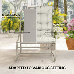 Outsunny Bistro Set for Garden, 3 Piece Outdoor Table and Chair with Footstool and Removable Cushions, Comfy Balcony Furniture