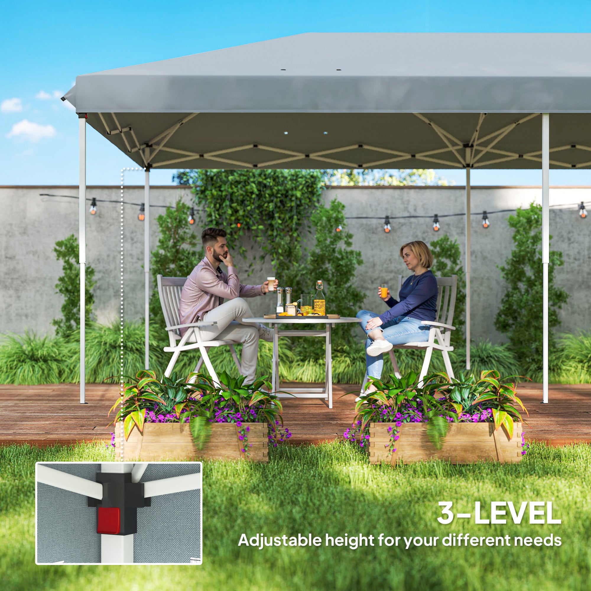 Outsunny 3 x 6m Pop Up Gazebo, Outdoor Canopy Shelter, Marquee Party Wedding Tent with 6 Mesh Walls and Carry Bag, Grey