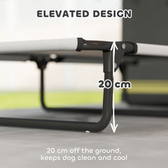 PawHut Portable Raised Dog Bed, Elevated Pet Cot with Breathable Mesh for Indoor Outdoor, for Large Dogs, Light Grey