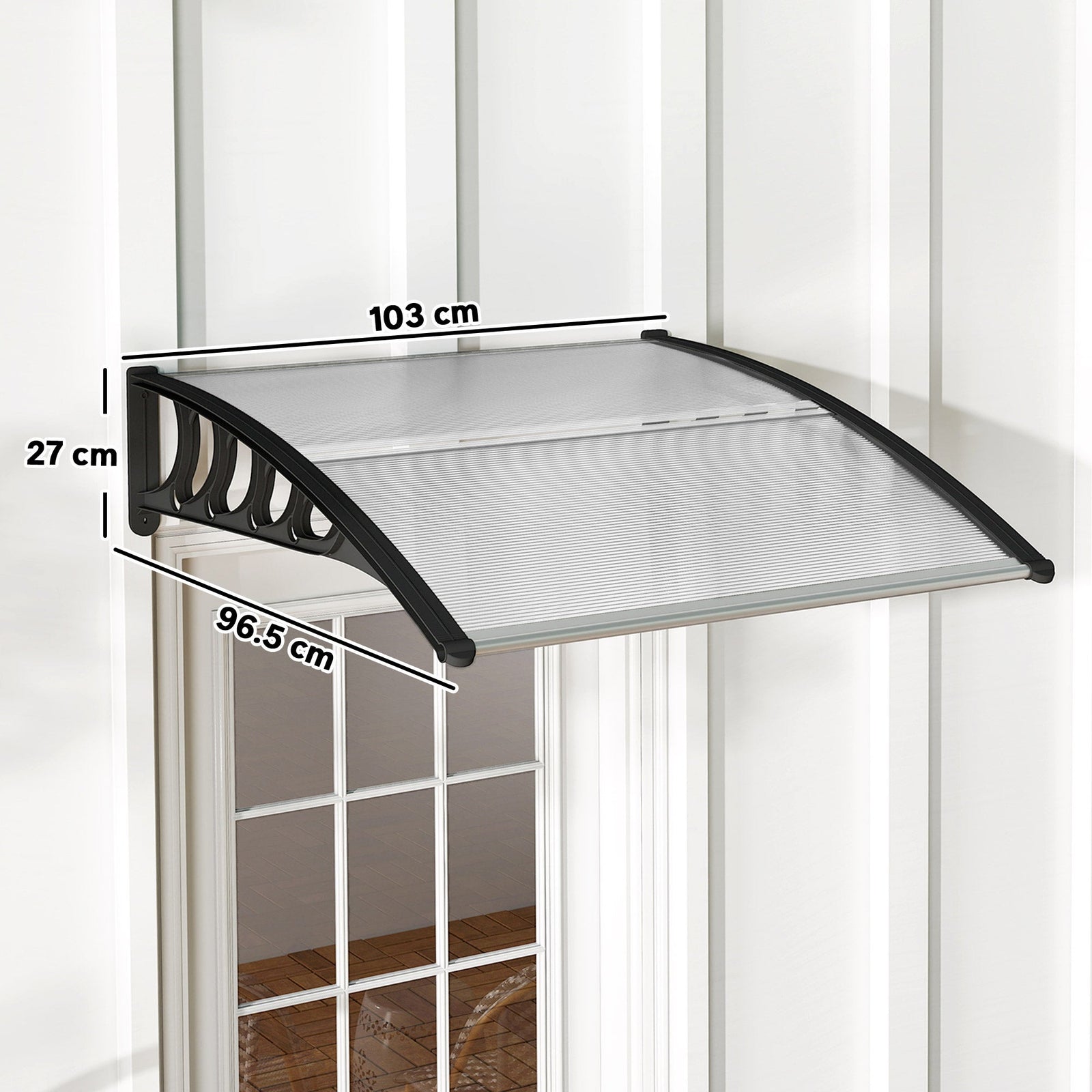 Outsunny Front Door Canopy, Outdoor Awning, Rain Shelter for Window, Porch and Front/Back Door, 103 x 96.5 cm, Clear