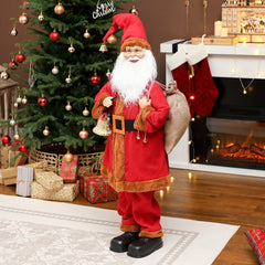 HOMCOM 4ft Singing Santa Claus Figure with with Waving Head- Red