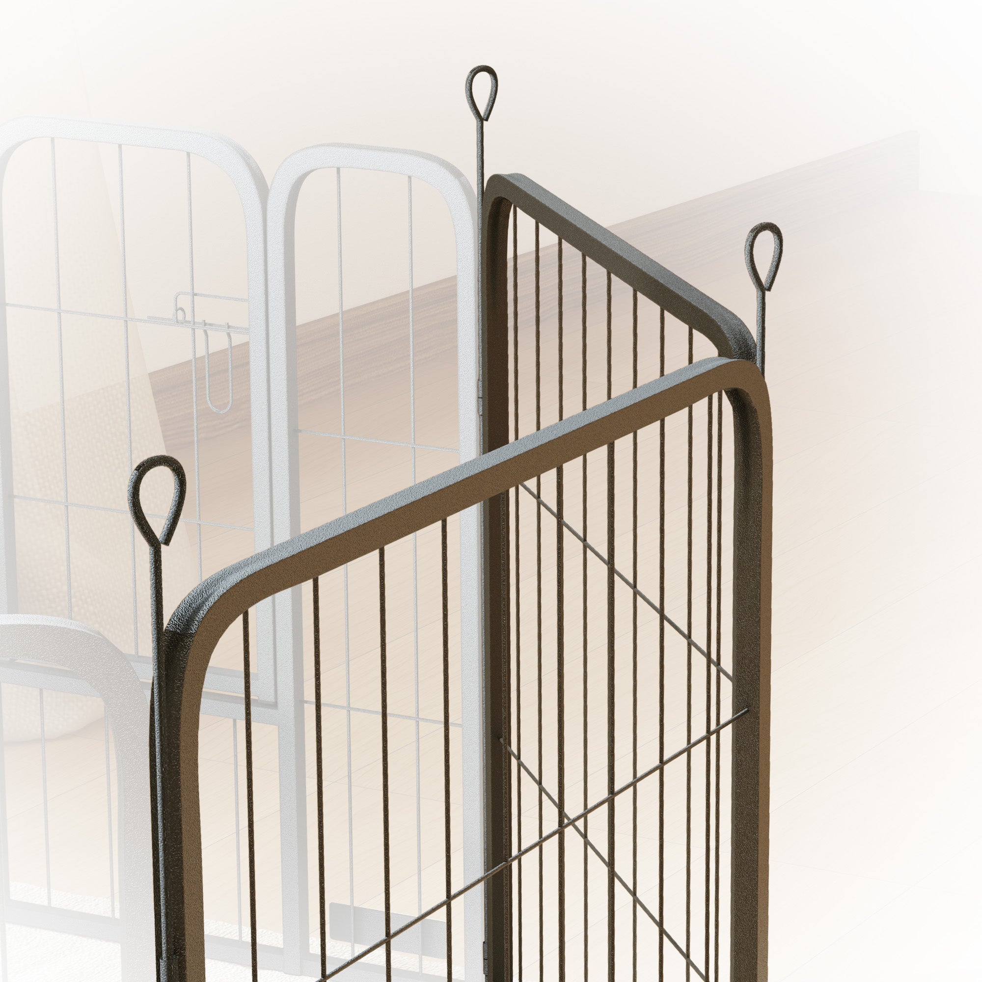 PawHut Two-Piece Dog Pen Expansion Pack for Small Dogs, 60cm Tall Animal Pen with Three Connecting Stakes