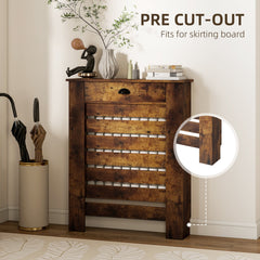 HOMCOM 95.5H x 78Wcm Radiator Cover, with Drawer - Rustic Brown