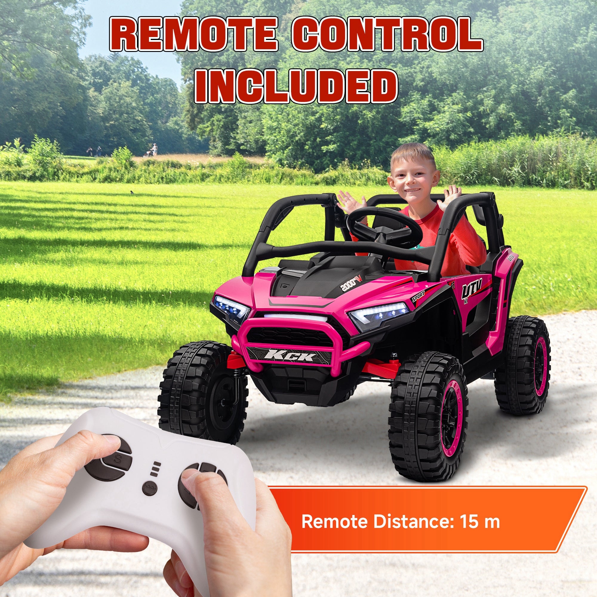 AIYAPLAY 2 Seater 24V 7AH Ride on Truck, Battery Powered Electric Ride On Car w/ Remote, Suspension, 3 Speeds, Pink