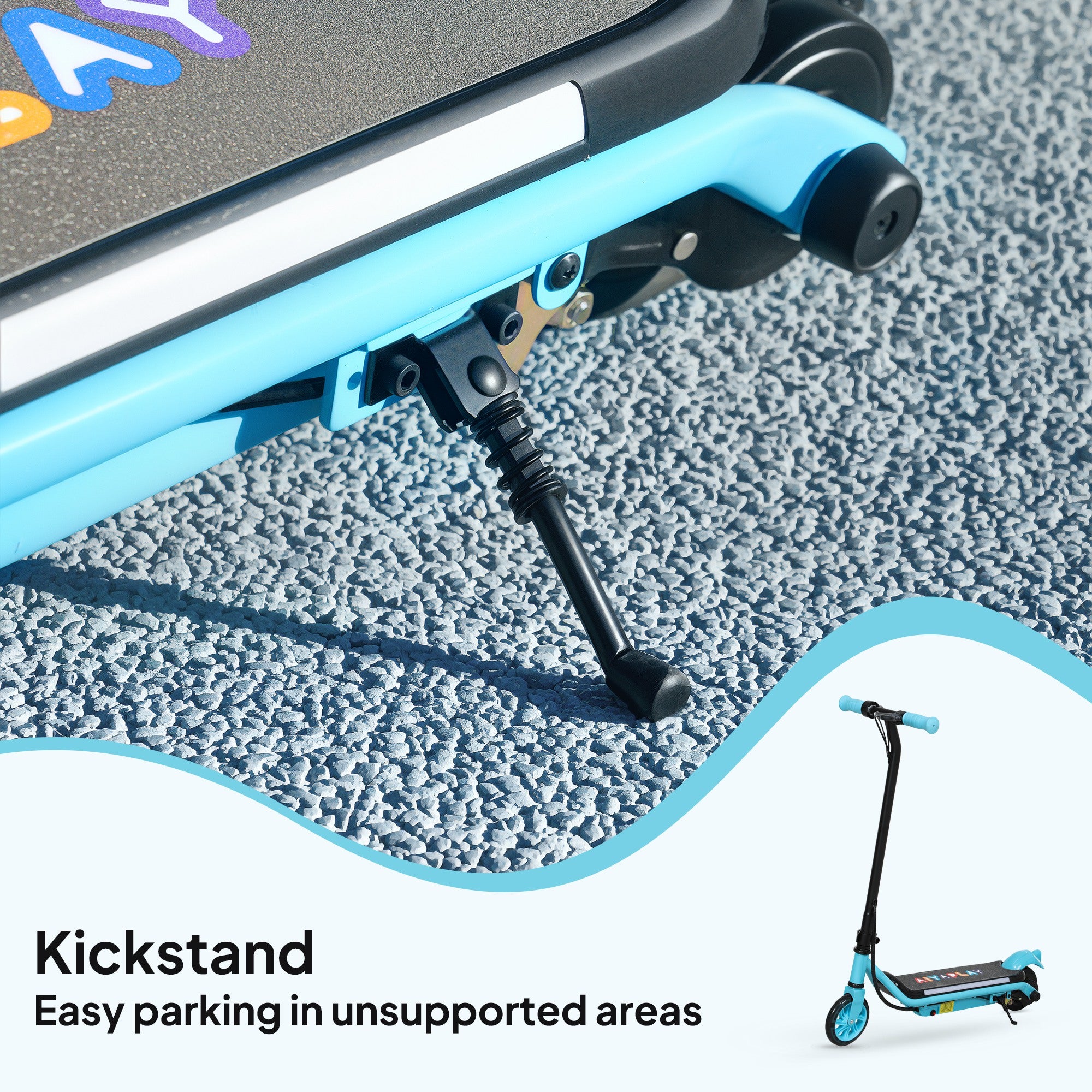 AIYAPLAY Electric Scooter for Kids Aged 6-14 Years, with Colourful Lights, Blue