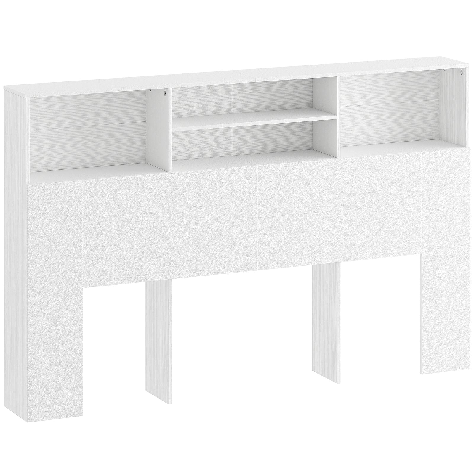 HOMCOM King-Size Headboard with Storage, Freestanding Bed Headboard with 4 Open Compartments for Bedroom, White