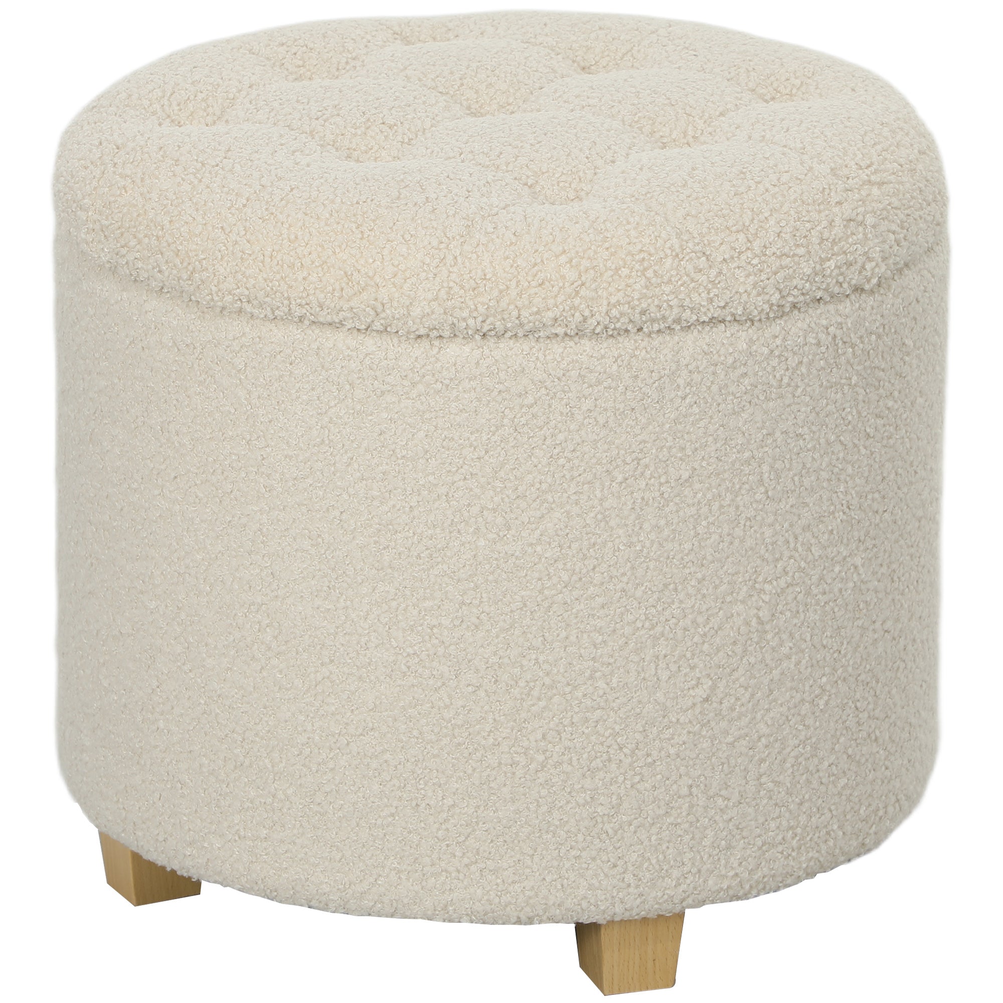 HOMCOM 40.5L Teddy Fleece Storage Ottoman - Cream White
