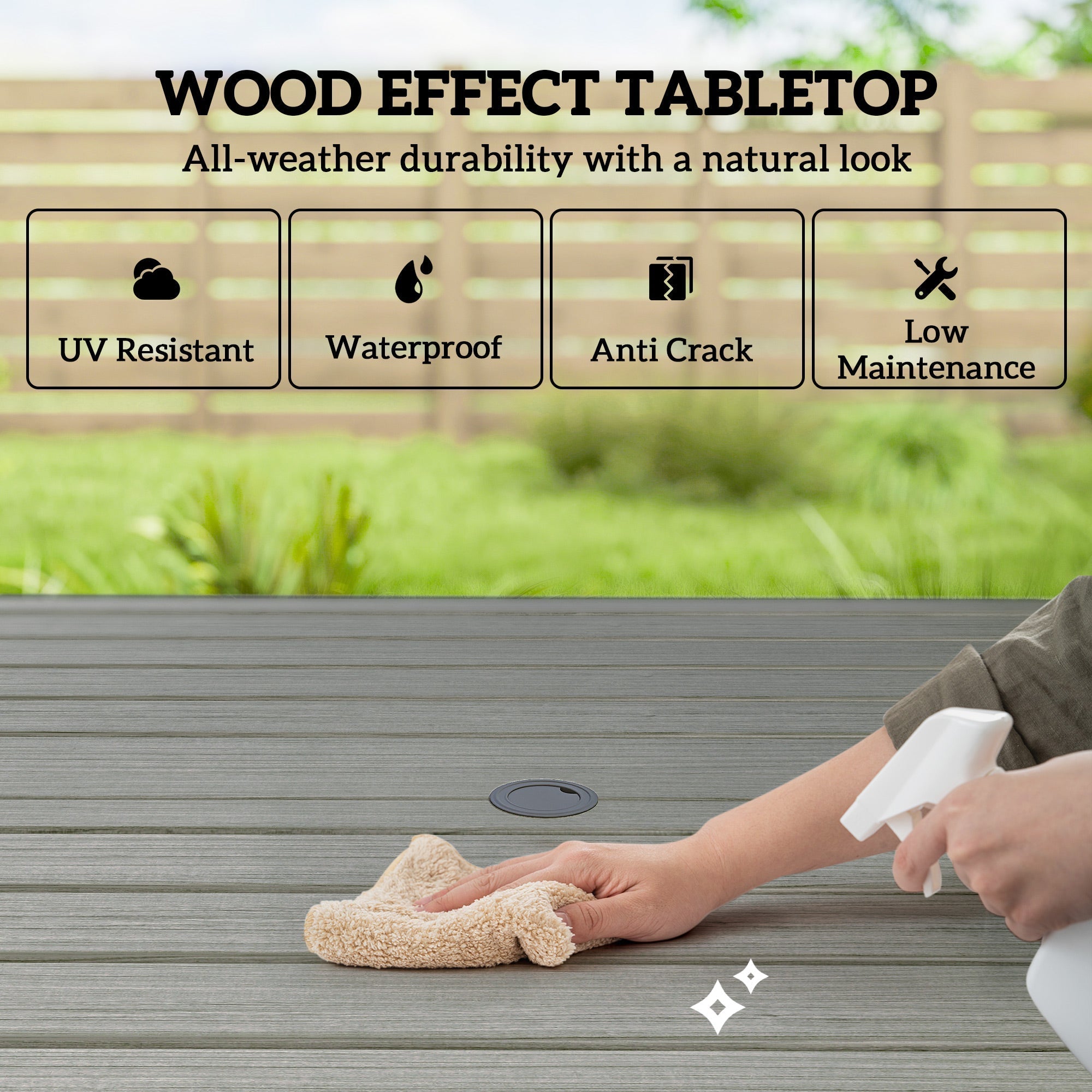 Outsunny 5 Pieces Outdoor Dining Set for 4, Garden Table and Stackable Chairs with Breathable Mesh Seat, Grey and Khaki