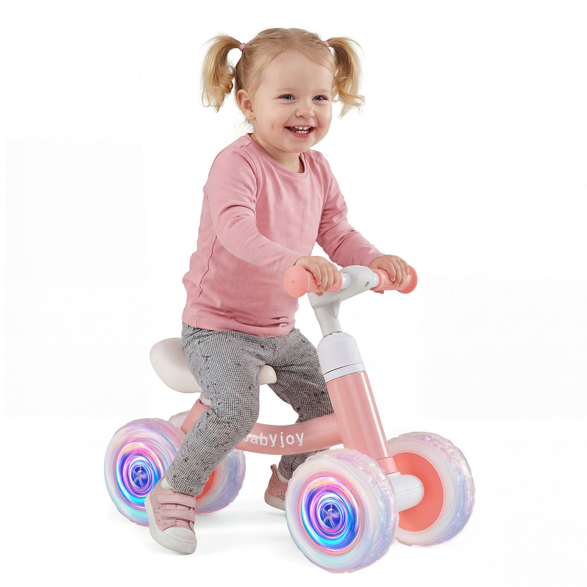 Baby Balance Bike No Pedal Toddler Balance Bike with Adjustable Handlebar and Seat-Pink