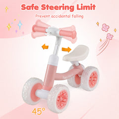 Baby Balance Bike No Pedal Toddler Balance Bike with Adjustable Handlebar and Seat-Pink