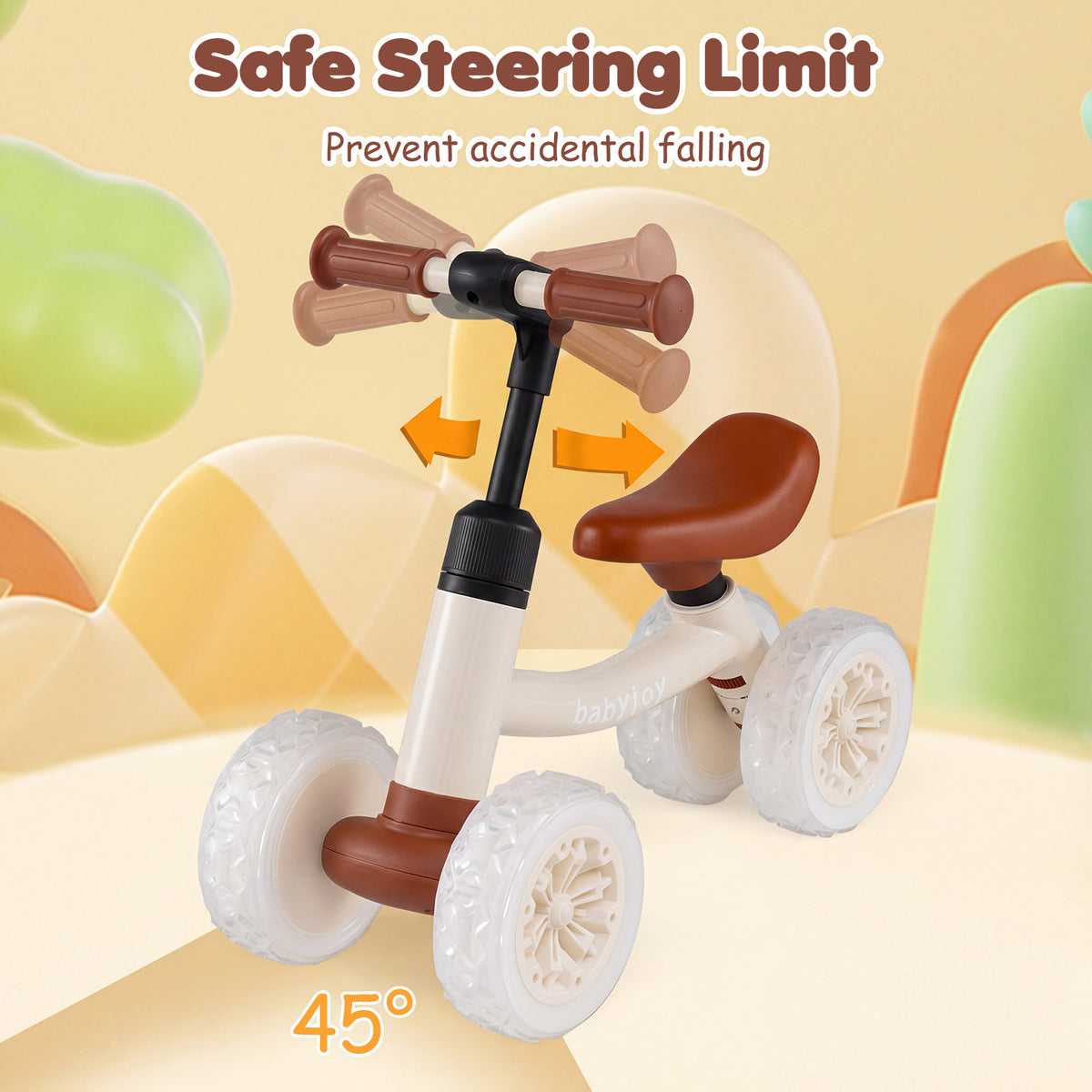 Baby Balance Bike No Pedal Toddler Balance Bike with Adjustable Handlebar and Seat-white