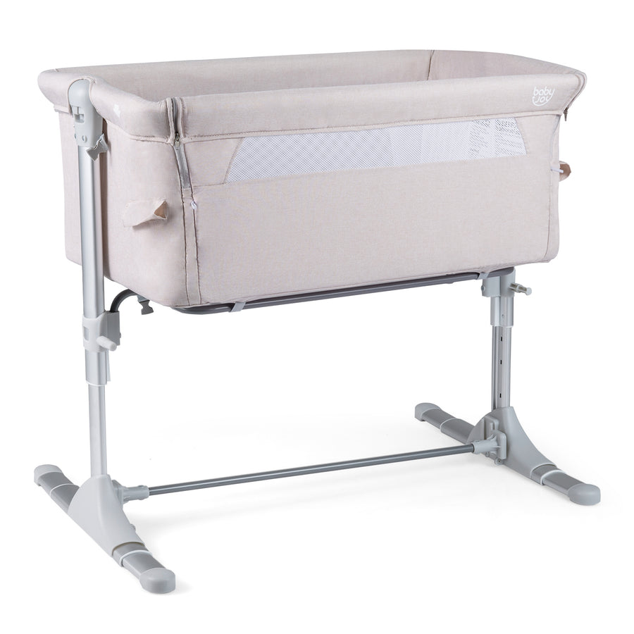 Baby Bassinet Crib Bedside Sleeper with Adjustable Height-Beige