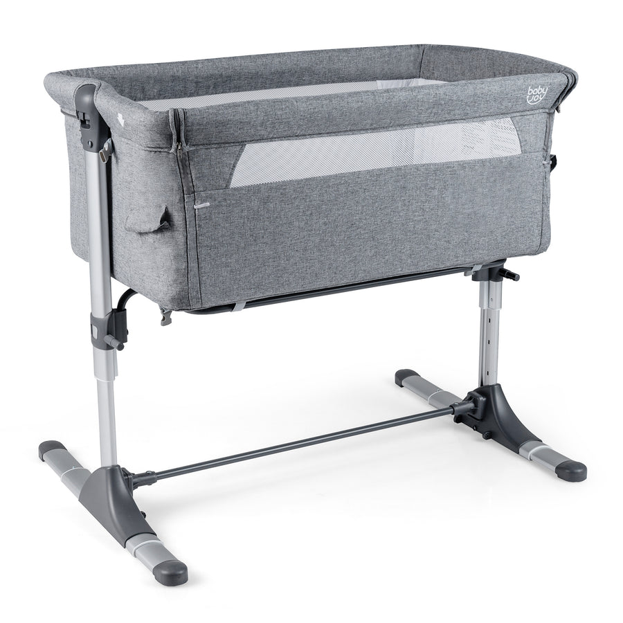 Baby Bassinet Crib Bedside Sleeper with Adjustable Height-Grey