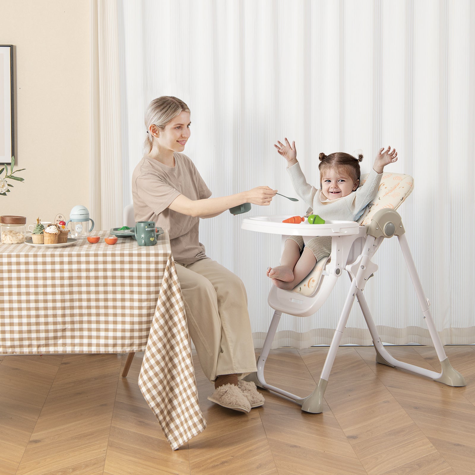 Baby Highchair with Removable Tray for 6-36 Months-Orange