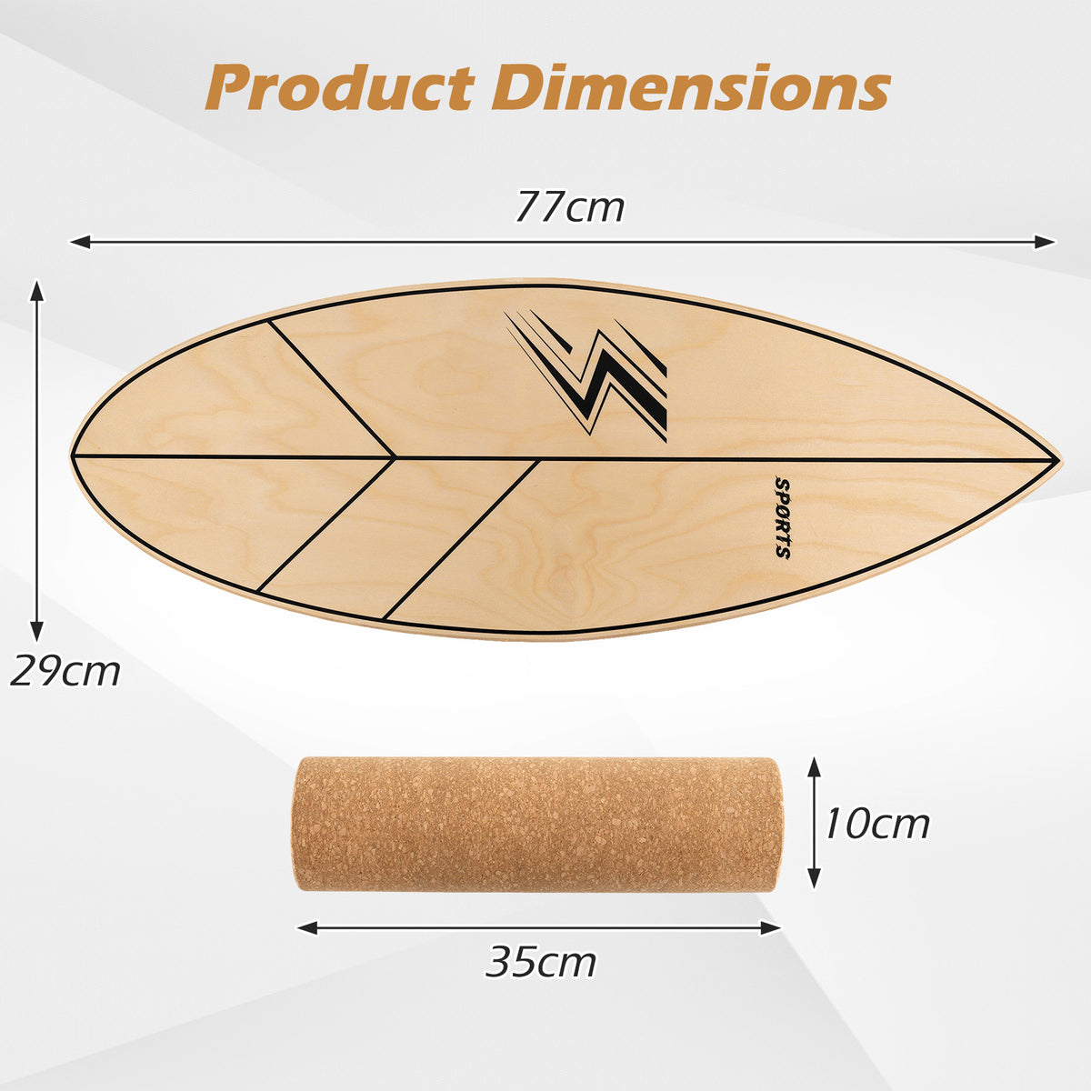 Balance Board Trainer with Roller Fun Workout Equipment-Natural
