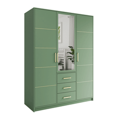 Green Mirrored Hinged Door Wardrobe 149cm – HAMPTON D3
