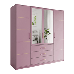 Plum Mirrored Hinged Door Wardrobe 196cm – HAMPTON D4
