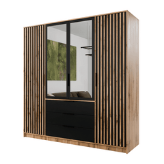 Oak Wotan Mirrored Hinged Door Wardrobe 196cm – HAMPTON LUX D4