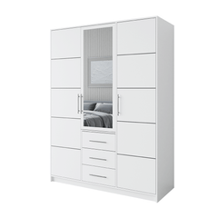 White Mirrored Hinged Door Wardrobe 149cm – HAMPTON D3