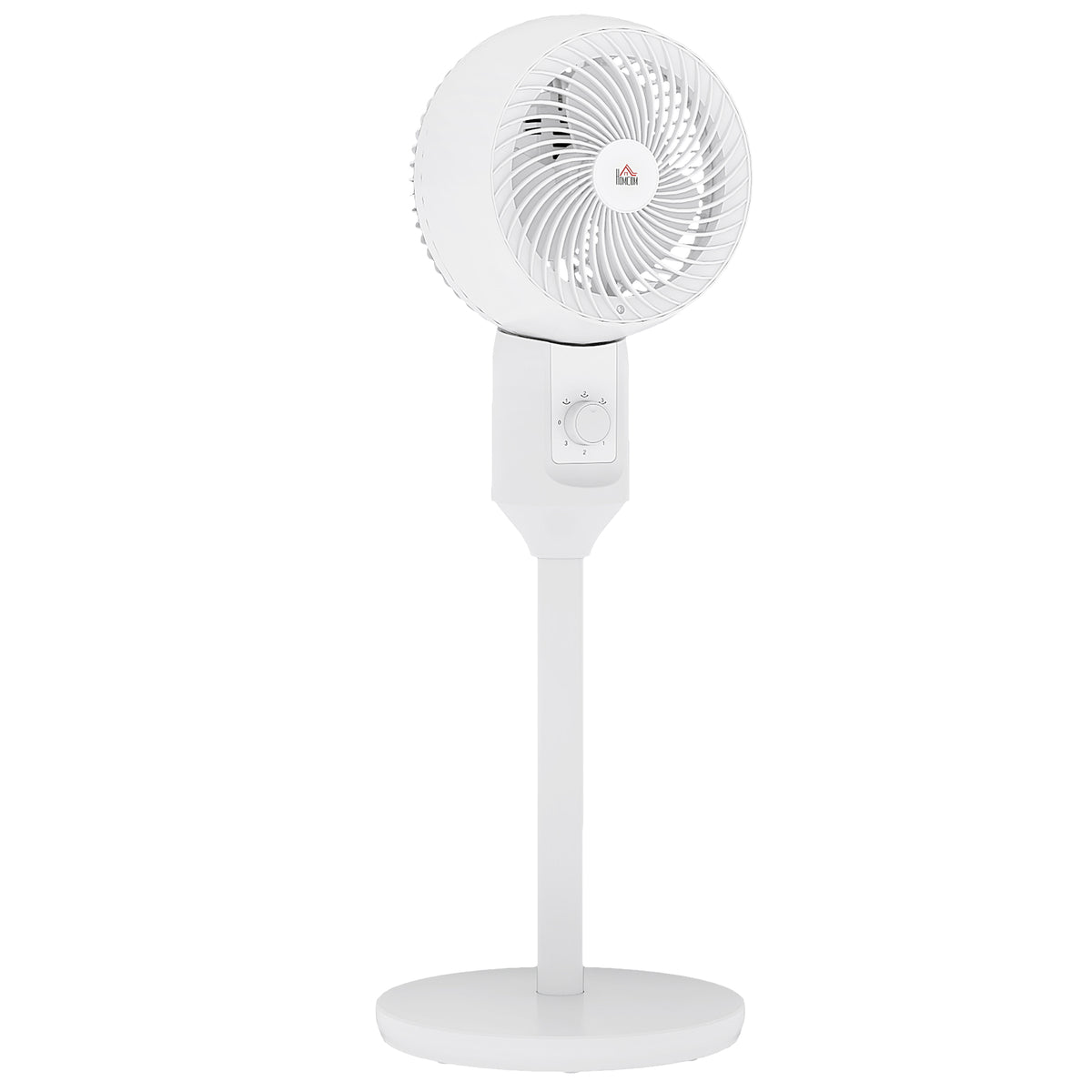 HOMCOM 32" Pedestal Fan, 70° Oscillating 90° Vertical Tilt Air Circulator with 3 Speeds, Standing Fan for Home Office, Bedroom, White