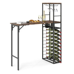 Bar Table with Foldable Tabletop for Dining Room and Living Room-Brown