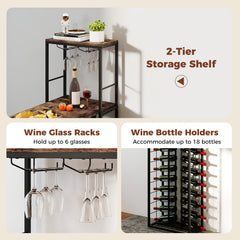 Bar Table with Foldable Tabletop for Dining Room and Living Room-Brown