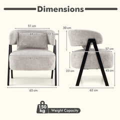 Barrel Accent Chair Upholstered Armchair with Lumbar Pillow-Grey