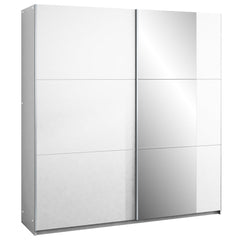 White Mirrored Sliding Door Wardrobe 151cm – FINLEY