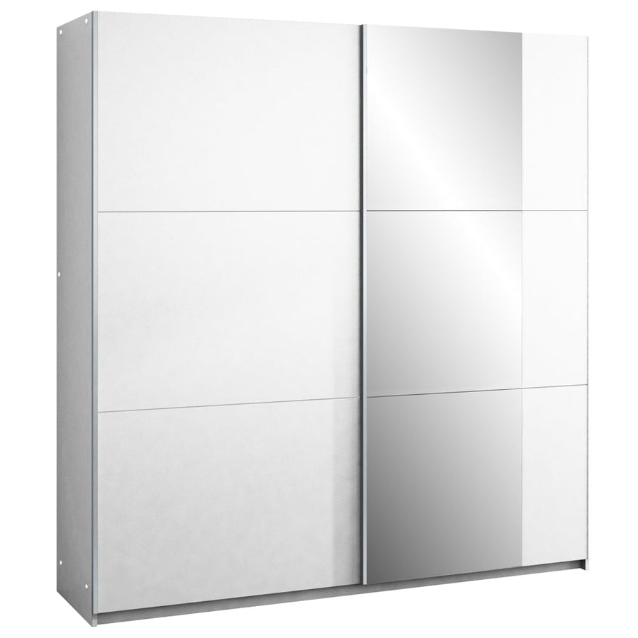White Mirrored Sliding Door Wardrobe 151cm – FINLEY