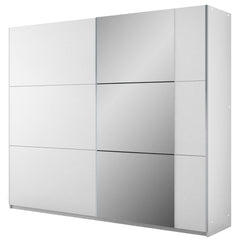 White Mirrored Sliding Door Wardrobe 250cm – FINLEY