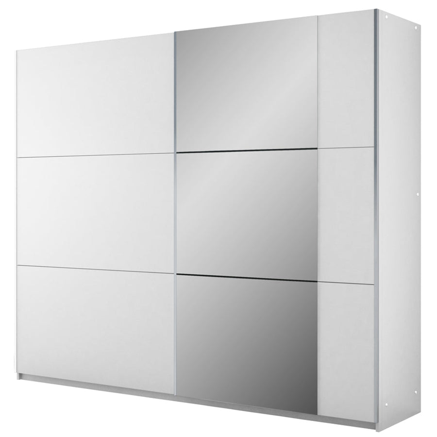 White Mirrored Sliding Door Wardrobe 250cm – FINLEY