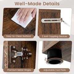 Bathroom Floor Cabinet with Shelves and Sliding Barn Door-Rustic Brown