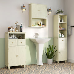 Bathroom Floor Storage Cabinet with Doors and Shelves-Beige